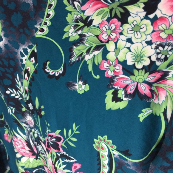 Large Deep Teal/Green Floral Tunic XL - Picture 6 of 16
